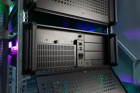 Supercomputer, Rackmounted Servers in a Datacenter, Stock Photos