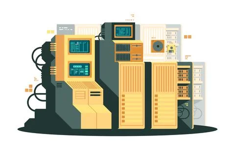 Supercomputer System Array Stock Illustration