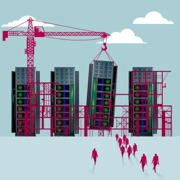 Supercomputer is under construction. Stock Illustration