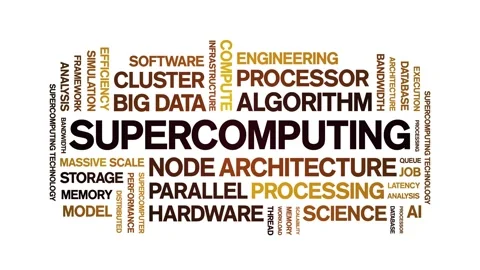 Supercomputing animated word cloud,animation kinetic typography seamless loop. Stock Footage 325633330