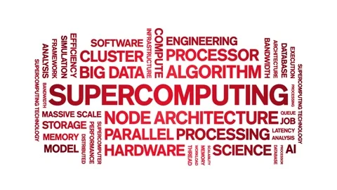Supercomputing animated word cloud,animation kinetic typography seamless loop. Stock Footage 325633408