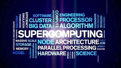 Supercomputing animated word cloud,animation kinetic typography seamless loop. Stock Footage 325633694
