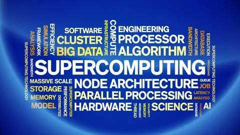 Supercomputing animated word cloud,animation kinetic typography seamless loop. 스톡 동영상 325634484