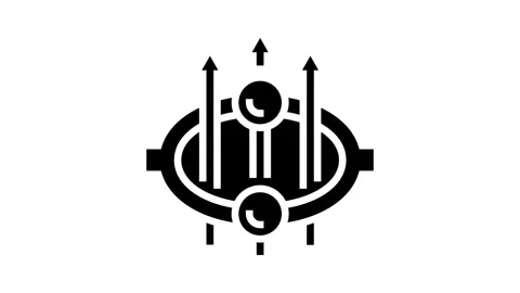 Superconducting loop quantum computer glyph icon animation Stock Footage 326142148