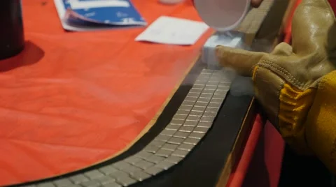 Superconductivity experiment using LN2 and magnets Stock Footage 50029886