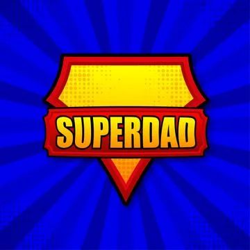 Superdad logo template. Frame with divergent rays. Super dad shield. 스톡 일러스트