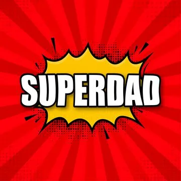 Superdad logo template. Frame with divergent rays. Super dad shield. Illustrazione stock