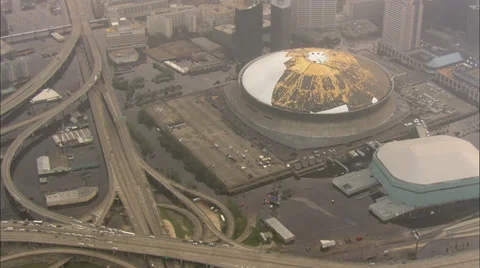 Superdome Flooding Hurricane Katrina Stock Footage