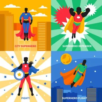 Superhero 2x2 Design Concept Stock Illustration