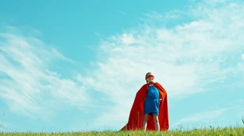 Superhero 7-8 years old protects the world Video stock 64033116