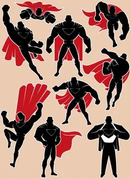 Superhero in Action Stock Illustration