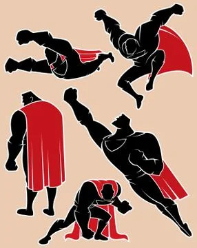 Superhero in Action Stock Illustration