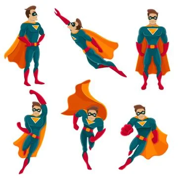 Superhero Actions Icon Set Stock Illustration
