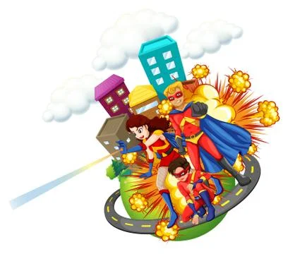 Superhero and city background Stock Illustration
