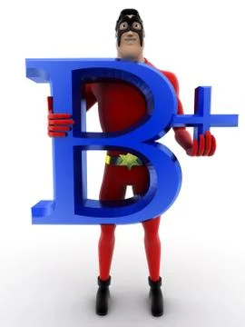 Superhero with b+ text in red colour concept Stock Illustration