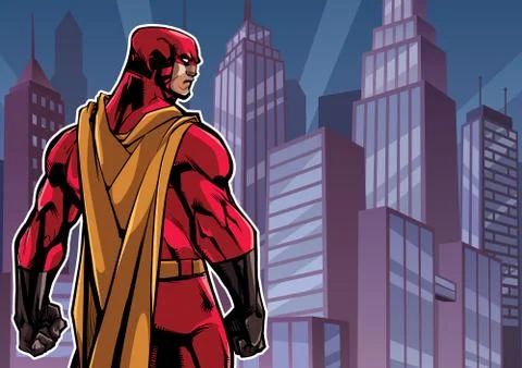 Superhero Back in City Stockillustratie