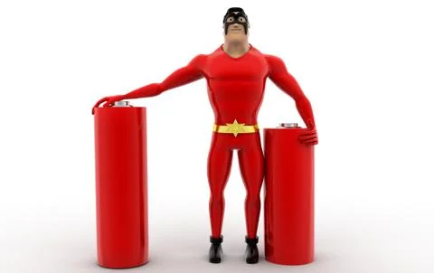 Superhero with battery cells concept Stock Illustration