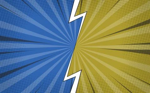 Superhero battle halftoned background with a flash. Versus lightning design.. Stock Illustration