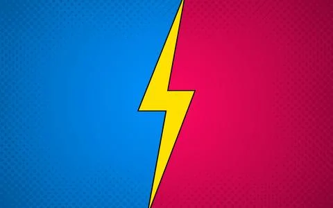 Superhero battle halftoned background with a flash. Versus lightning design.. Stock Illustration