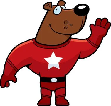 Superhero Bear Waving Stock Illustration
