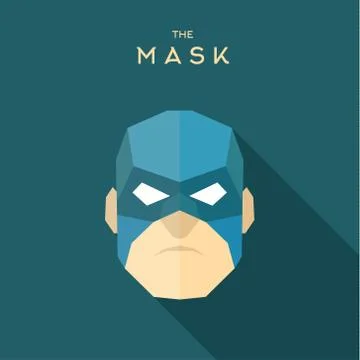 Superhero in a blue mask head into flat style, vector, high quality Stock Illustration