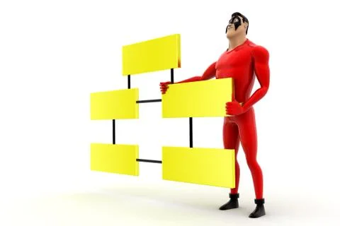 Superhero with box chart  concept Stock Illustration