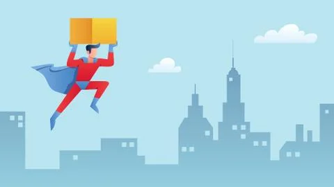 Superhero Bringing Box Stockillustratie