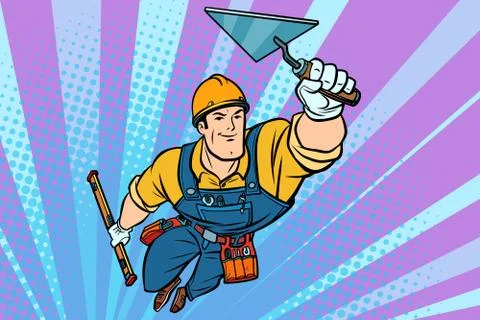 Superhero Builder professional flying Stock Illustration