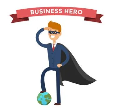 Superhero business man in action vector Stock Illustration