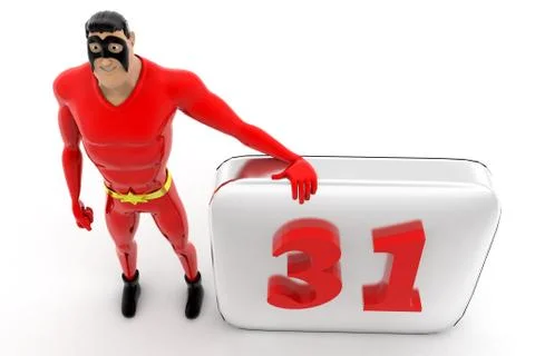 Superhero with calendar concept Stock Illustration