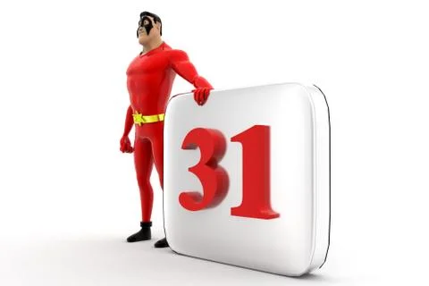 Superhero with calendar concept Stock Illustration