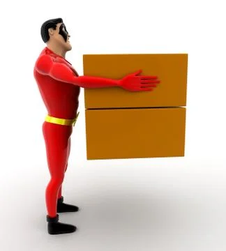 Superhero carrying boxes concept Stock Illustration