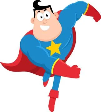 Superhero Cartoon Character Flying Forward In Action Pose Stock Illustration