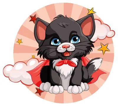Superhero Cat with Comic Background Illustrazione stock