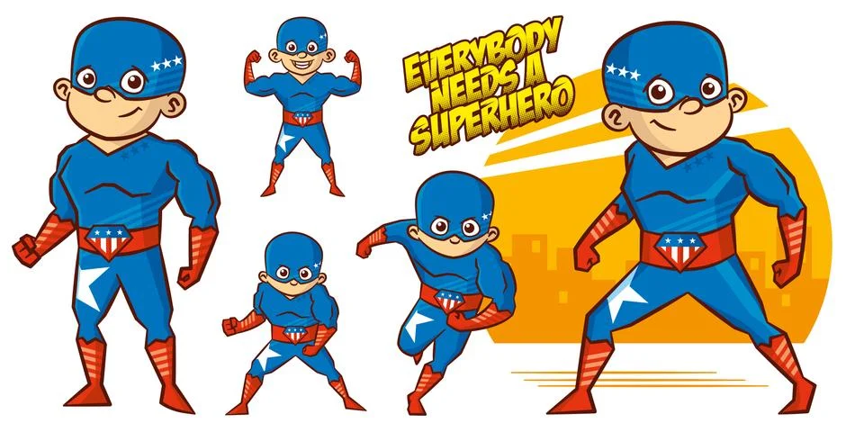Superhero character Superheroes Set Vector illustration design Stock Illustration