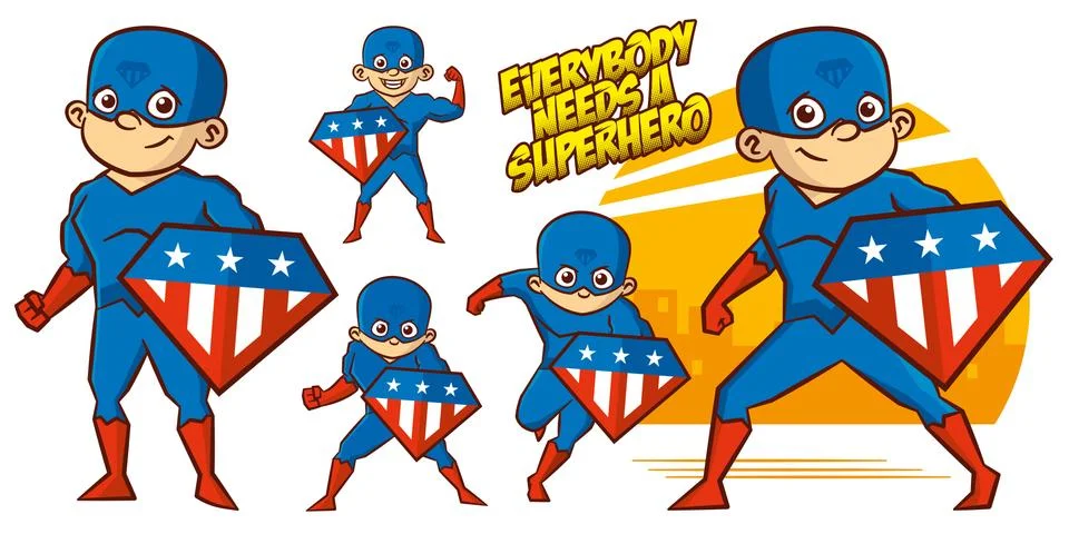 Superhero character Superheroes Set Vector illustration design Stock Illustration