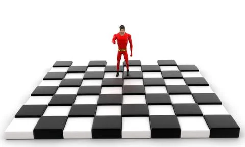Superhero on check board concept Stock Illustration