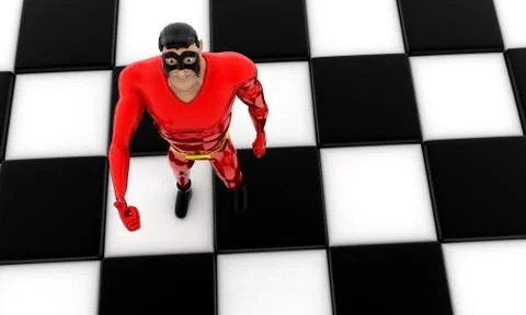 Superhero on check board concept Stock Illustration
