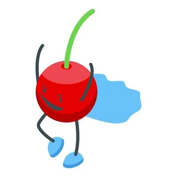 Superhero cherry walking and smiling with blue cape Stock Illustration