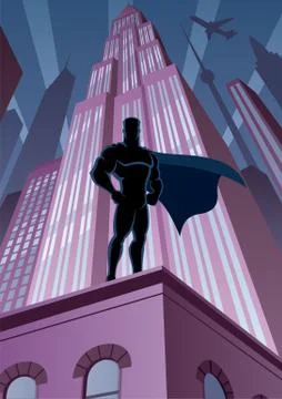 Superhero in City Stock Illustration