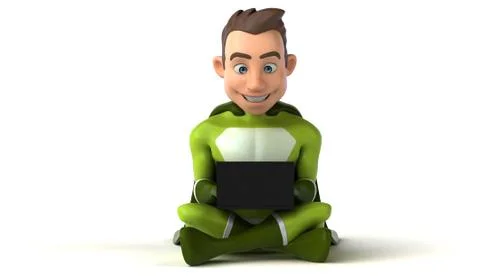 Superhero coding - 3D Illustration Stock Illustration