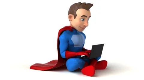 Superhero coding - 3D Illustration Stock Illustration