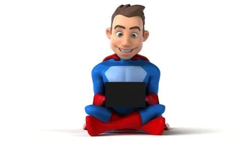 Superhero coding - 3D Illustration Stock Illustration