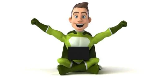 Superhero coding - 3D Illustration Stock Illustration