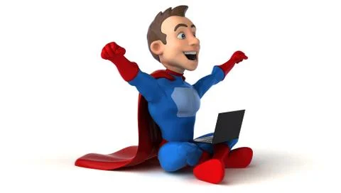 Superhero coding - 3D Illustration Stock Illustration