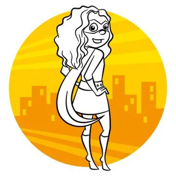 Superhero Coloring page. Comic character isolated on white background Stock Illustration