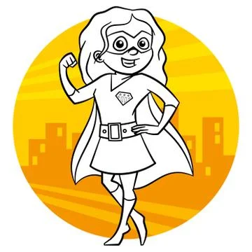 Superhero Coloring page. Comic character isolated on white background Stock Illustration