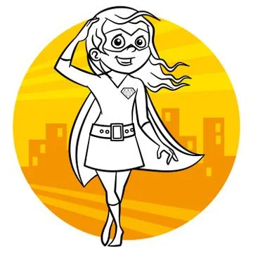 Superhero Coloring page. Comic character isolated on white background Stock Illustration