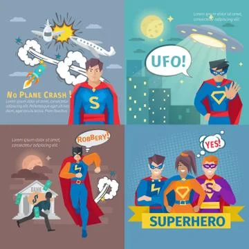 Superhero Concept Icons Set Stock Illustration