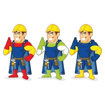 Superhero construction guy Stock Illustration